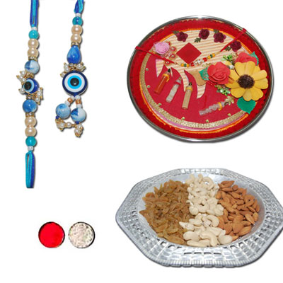"Rakhi with Pooja Thali - code TH03 - Click here to View more details about this Product